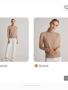 Quince Beige Sleeveless Mock Neck Cashmere Sweater Tank - M